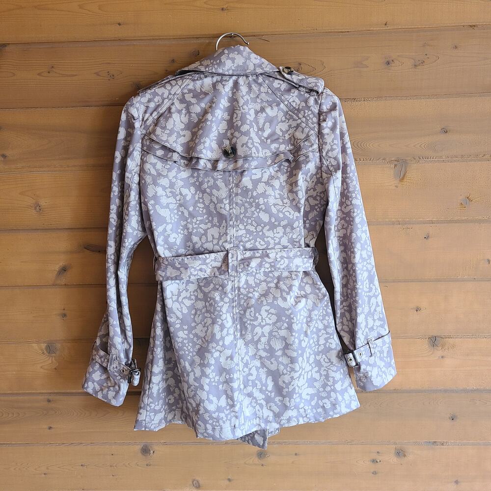 Anthropologie Trench Coat 6 Subtle Survival Leopard Animal Jacket Outerwear - Picture 3 of 4
